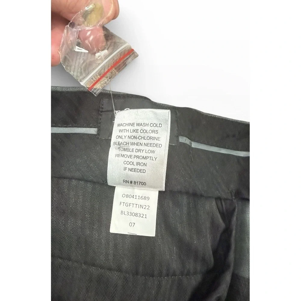 BOTANY 500 Dress Pants‎ Mens 38S Gray Windowpane Flat Front Classic Fit NEW